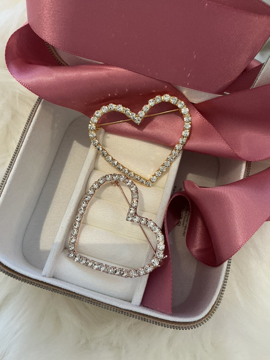 ハートキラキラブローチ(ピンクゴールド)