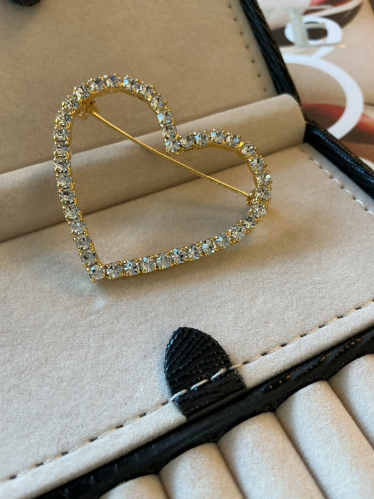 ハートキラキラブローチ(ゴールド)