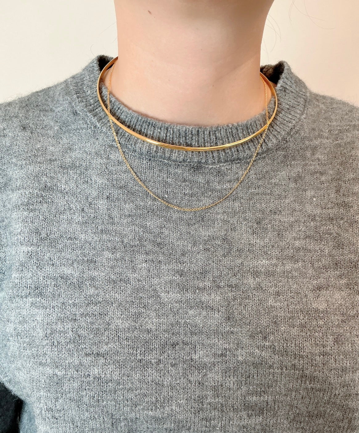 シンプルチョーカーネックカフ2本セット18金コーティング