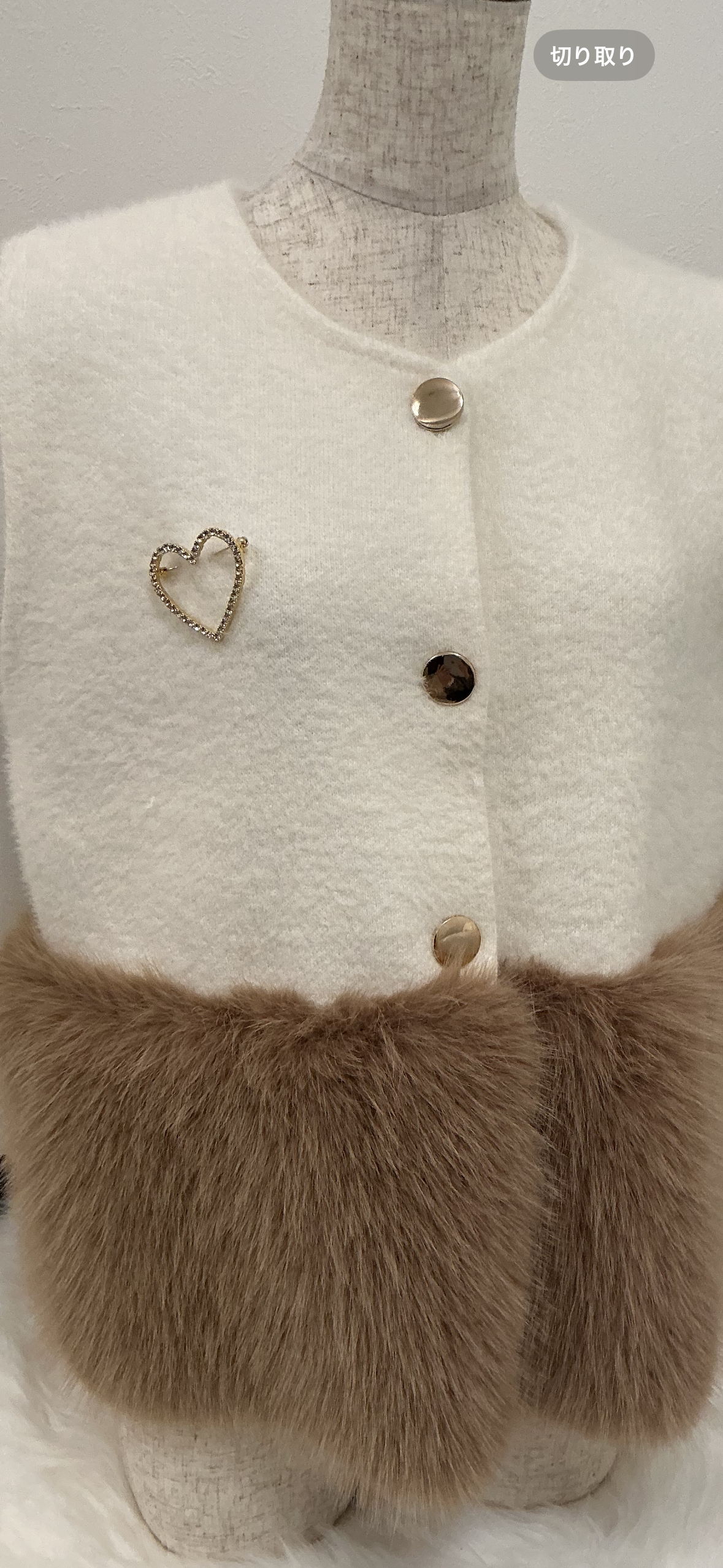 ハートキラキラブローチ(ゴールド)