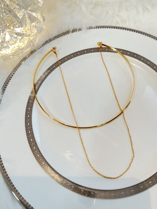 シンプルチョーカーネックカフ2本セット18金コーティング