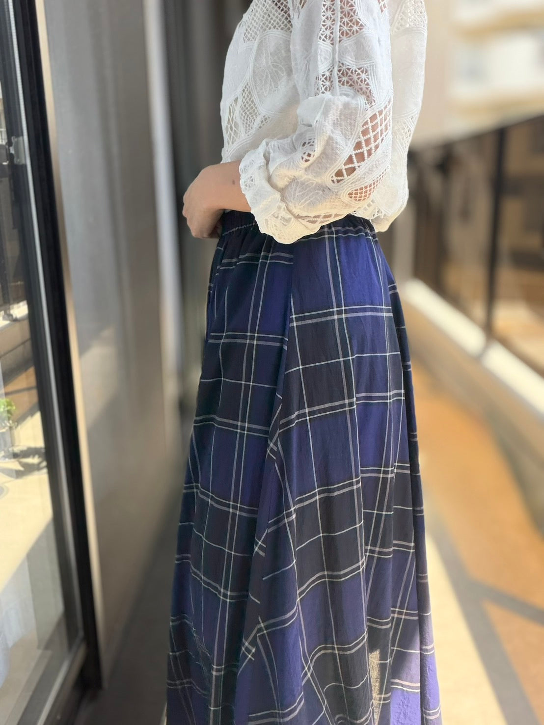 チェックロングスカート