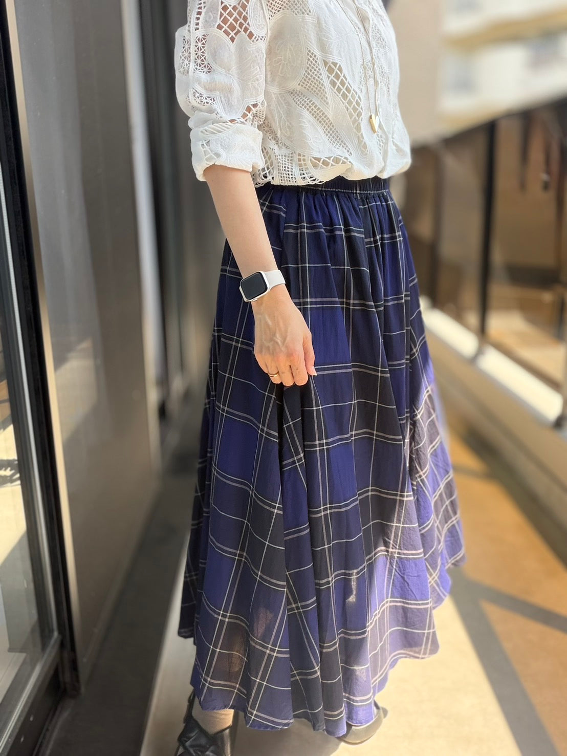 チェックロングスカート